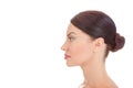 Woman looking to side in profile view showing clean skin fresh face
