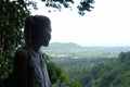 Woman looking from top of hill