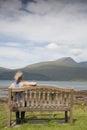 Woman looking towards Mountains, Isle of Mull Royalty Free Stock Photo