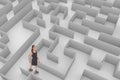 Woman looking up in a maze