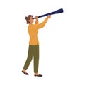 Woman looking up through telescope Royalty Free Stock Photo