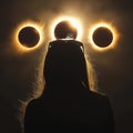 woman looks at a solar eclipse through sunglasses Royalty Free Stock Photo