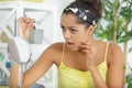 Woman losing hair on hairbrush Royalty Free Stock Photo