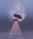 Woman lost in the night scene Royalty Free Stock Photo