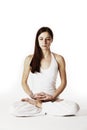 Woman in lotus posture (Padmasana)