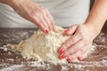 woman with lovely hands making home-made buttermilk biscuits using fresh ingredients Royalty Free Stock Photo