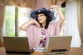 A woman loves being online matchmaker Royalty Free Stock Photo