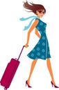 Woman with a luggage bag. Baggage bag. Royalty Free Stock Photo