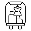 Woman luggage trolley icon outline vector. Suitcase cart