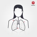 Woman lungs symbol with covid. Vector illustration medical design