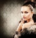 Woman in Luxury Fur Coat Royalty Free Stock Photo