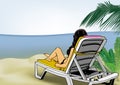 Woman Lying on Beach Lounger