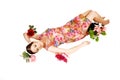 Woman lying on floor. Royalty Free Stock Photo