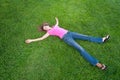 Woman lying grass Royalty Free Stock Photo