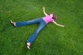 Woman lying grass Royalty Free Stock Photo