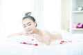 A woman lying in the private room of a spa salon Royalty Free Stock Photo