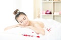A woman lying in the private room of a spa salon Royalty Free Stock Photo