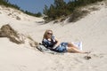 Woman Lying on Sand Royalty Free Stock Photo