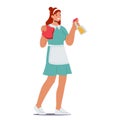 Woman Maid, Dedicated Professional Who Ensures Cleanliness And Order In Homes Or Establishments, Vector Illustration