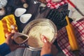 Woman make ginger bread Royalty Free Stock Photo