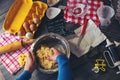 Woman make ginger bread Royalty Free Stock Photo