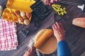 Woman make ginger bread Royalty Free Stock Photo