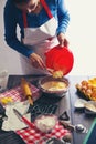 Woman make ginger bread for Christmas Royalty Free Stock Photo