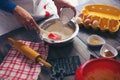 Woman make ginger bread for Christmas Royalty Free Stock Photo