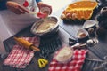 Woman make ginger bread for Christmas Royalty Free Stock Photo