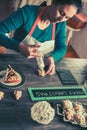 Woman make ginger bread for Christmas Royalty Free Stock Photo