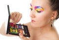 Woman make glamour rainbow makeup