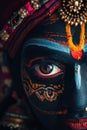 a woman make up as kali mata goddess