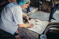 Woman makes bread Royalty Free Stock Photo