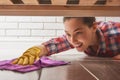 Woman makes cleaning Royalty Free Stock Photo