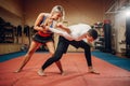 Woman Makes Elbow Kick, Self-defense Workout