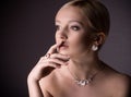 Woman with makeup in luxury jewelry Royalty Free Stock Photo