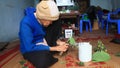 Woman making betel with betel and areca. Customs of betel chewing is longstanding in Vietnam