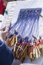 Woman Making Bobbin Lace. Royalty Free Stock Photo