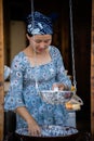 Woman making chinese noodles on market