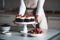 Woman making chocolate muffins Royalty Free Stock Photo