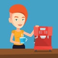 Woman making coffee vector illustration. Royalty Free Stock Photo