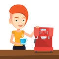 Woman making coffee vector illustration. Royalty Free Stock Photo