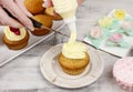 Woman making cupcakes Royalty Free Stock Photo