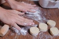 Woman making curry puff Royalty Free Stock Photo