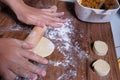 Woman making curry puff Royalty Free Stock Photo