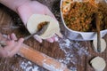 Woman making curry puff Royalty Free Stock Photo