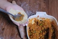 Woman making curry puff Royalty Free Stock Photo