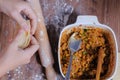 Woman making curry puff Royalty Free Stock Photo