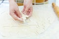 Woman making easter bunny cookie