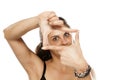 Woman making finger frame Royalty Free Stock Photo